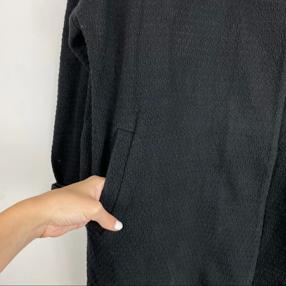 Eileen Fisher Black Texture Moto Zip Up Jacket